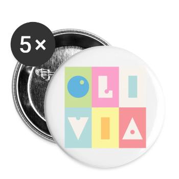 Olivia Name Baby girl girl colorful - Buttons small 1''/25 mm (5-pack) - white - Front