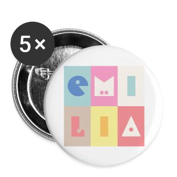 Emilia Name Girl Baby Colorful - Buttons small 1''/25 mm (5-pack) - white - Front