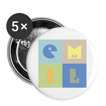 Emil Baby Boy Name Colorful - Buttons small 1''/25 mm (5-pack) - white - Front