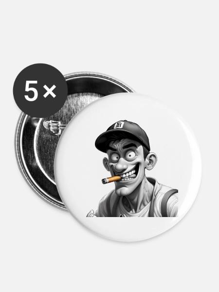 Freak - Buttons klein 25 mm (5er Pack) - Weiß