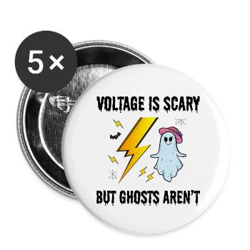 Électricien Halloween Technicien en électricité Fantôme - Lot de 5 petits badges (25 mm) - blanc - Devant