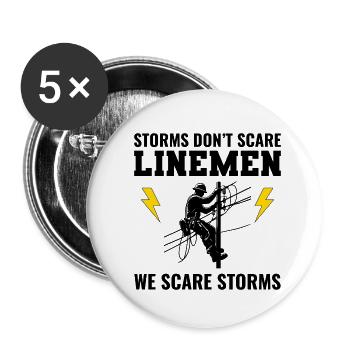 Les monteurs de lignes prennent d’assaut les intrépides réseau électrique Électricité - Lot de 5 petits badges (25 mm) - blanc - Devant