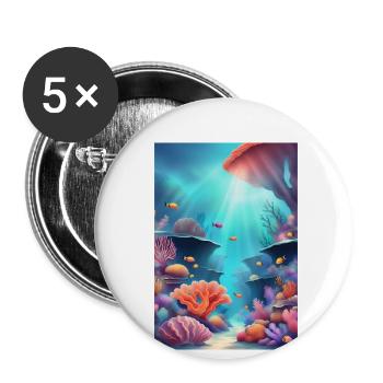 Colorful coral reefs - Buttons small 1''/25 mm (5-pack) - white - Front