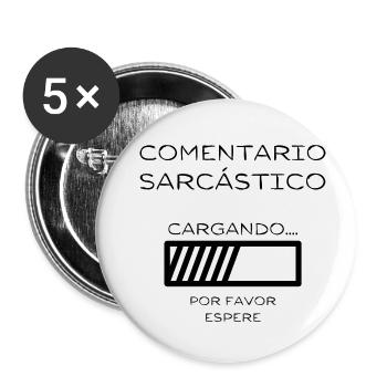 Chargement : Commentaire sarcastique en cours - Lot de 5 petits badges (25 mm) - blanc - Devant