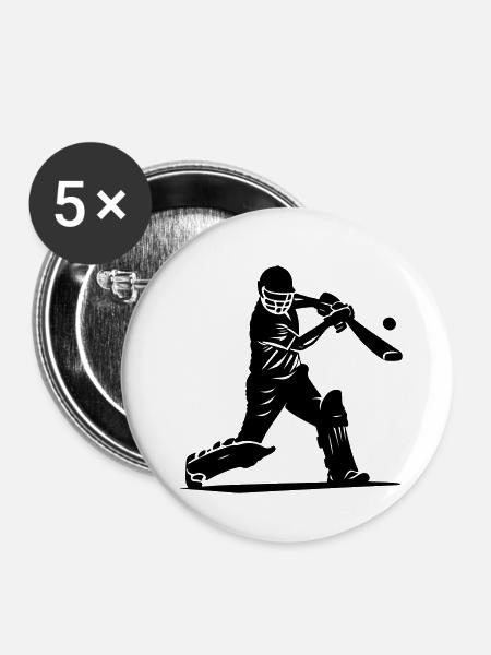 Cricketspieler Silhouette - Buttons klein 25 mm (5er Pack) - Weiß