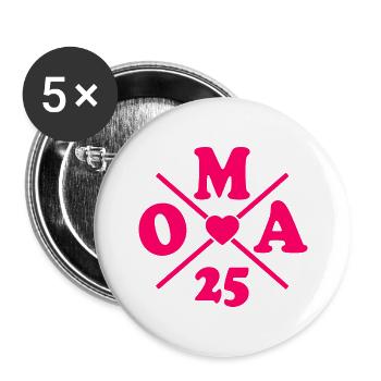 Oma 2025 - Buttons klein 25 mm (5er Pack) - Weiß - Vorne