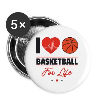 Ich liebe Basketball fürs Leben - Buttons klein 25 mm (5er Pack) - Weiß - Vorne
