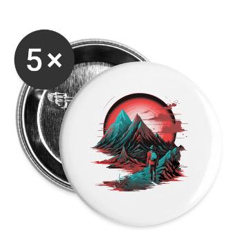 Hiking Mountain Mountains Mountaineering Climbing Nature Neon - Buttons small 1''/25 mm (5-pack) - white - Front
