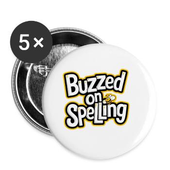 Concours de mots Spelling Bee Champion - Lot de 5 petits badges (25 mm) - blanc - Devant