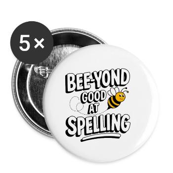 Concours de mots Spelling Bee Champion - Lot de 5 petits badges (25 mm) - blanc - Devant