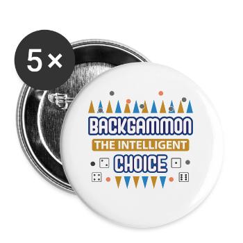 Backgammon Spiel - Buttons klein 25 mm (5er Pack) - Weiß - Vorne