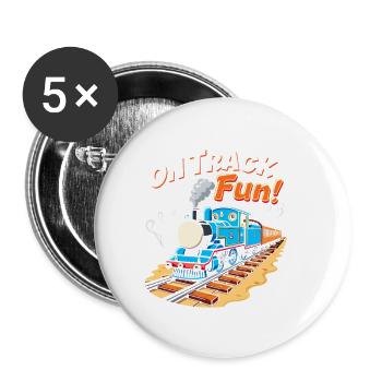 First Train Ride Railway Adventure Scenic Travel - Buttons small 1''/25 mm (5-pack) - white - Front