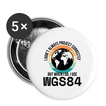 GIS Mapping Geospatial Data Analysis Cartography - Buttons small 1''/25 mm (5-pack) - white - Front