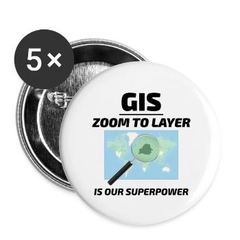 SIG Zoom sur la cartographie des couches Technologie géospatiale - Lot de 5 petits badges (25 mm) - blanc - Devant