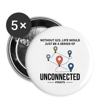 GIS Unconnected Points Map Data Analysis - Buttons small 1''/25 mm (5-pack) - white - Front