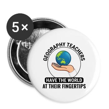 GIS Hand Globe World Spatial Data Geography - Buttons small 1''/25 mm (5-pack) - white - Front