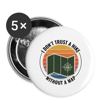 GIS Map Compass Retro Adventure Outdoor - Buttons small 1''/25 mm (5-pack) - white - Front