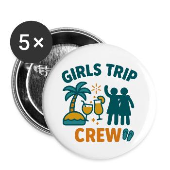 Chemise assortie Trip Crew pour filles - Lot de 5 petits badges (25 mm) - blanc - Devant