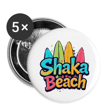 Plage de Shaka - Lot de 5 petits badges (25 mm) - blanc - Devant