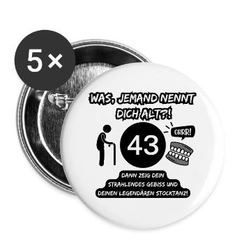 43 and legendary: Teeth out, stick dancing on! - Buttons small 1''/25 mm (5-pack) - white - Front
