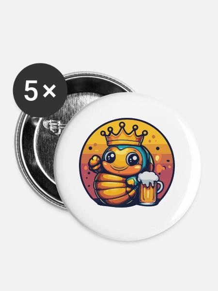 Wurm Bier - Buttons klein 25 mm (5er Pack) - Weiß