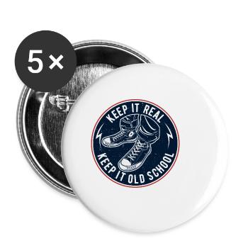 Keep It Oldschool - Buttons klein 25 mm (5er Pack) - Weiß - Vorne