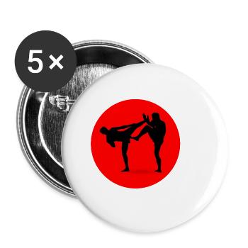 boxing kickboxing kickboxen karate boxen - Buttons klein 25 mm (5er Pack) - Weiß - Vorne