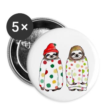 Kuschelige Faultiere - Buttons klein 25 mm (5er Pack) - Weiß - Vorne