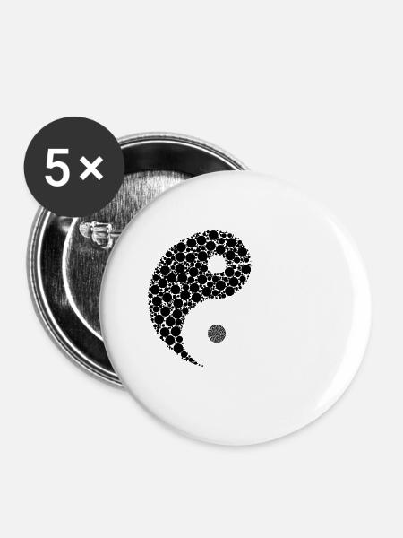 Ying Yang - Buttons klein 25 mm (5er Pack) - Weiß