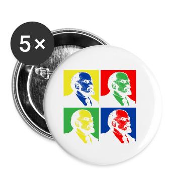 Pop Art Lenin - Buttons klein 25 mm (5er Pack) - Weiß - Vorne