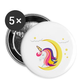 Unicorn - Einhorn - Buttons klein 25 mm (5er Pack) - Weiß - Vorne