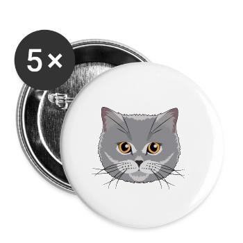 Britisch Kurzhaar Katze Geschenk Mann Frau BKH - Buttons klein 25 mm (5er Pack) - Weiß - Vorne