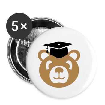 Doctor bear with mortarboard gift Doctoral thesis - Buttons small 1''/25 mm (5-pack) - white - Front