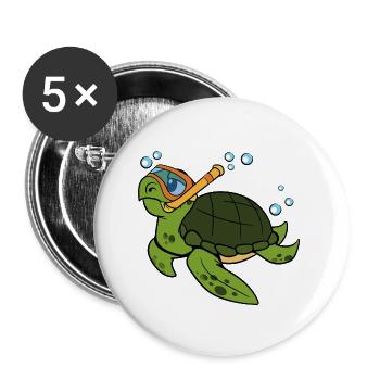Schildkröte - Buttons klein 25 mm (5er Pack) - Weiß - Vorne