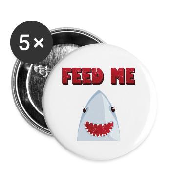 Shark Feed Me Graphic - Buttons small 1''/25 mm (5-pack) - white - Front