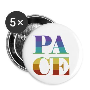 Pace in großen bunten Buchstaben - Buttons klein 25 mm (5er Pack) - Weiß - Vorne