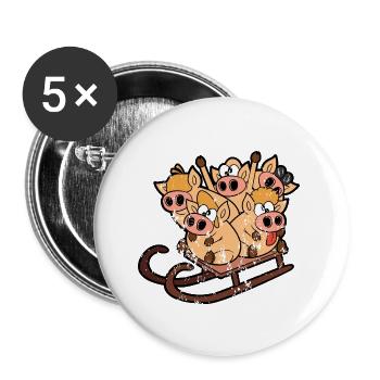 Retro vintage grunge style sledging snow - Buttons small 1''/25 mm (5-pack) - white - Front