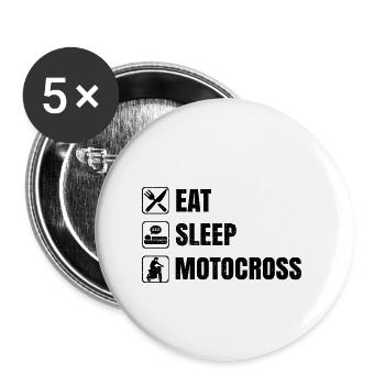 eat sleep Motocross - Lot de 5 petits badges (25 mm) - blanc - Devant