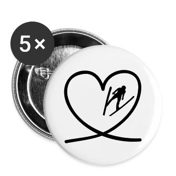 I love Skispringen - Buttons klein 25 mm (5er Pack) - Weiß - Vorne