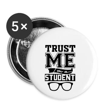 Student - Buttons klein 25 mm (5er Pack) - Weiß - Vorne