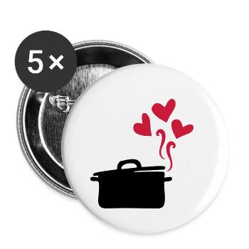cuisiner avec beaucoup d amour kochen mit liebe - Buttons klein 25 mm (5er Pack) - Weiß - Vorne