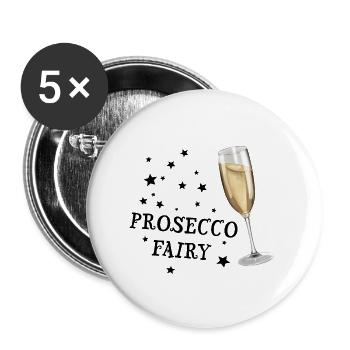 Sekt - Prosecco Fairy - Buttons klein 25 mm (5er Pack) - Weiß - Vorne