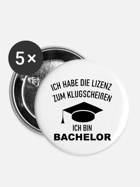 Bachelor Abschluss Titel Akademiker - Buttons klein 25 mm (5er Pack) - Weiß