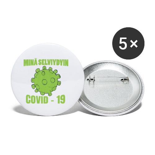 Minä selviydyin - COVID-19 - Rintamerkit pienet 25 mm (5kpl pakkauksessa)