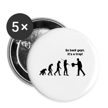 Evolution - retournez, c'est un piège - Lot de 5 petits badges (25 mm) - blanc - Devant