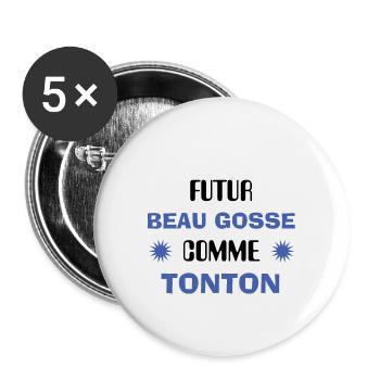 Body Baby Geburt Aussehend wie Tonton - Buttons klein 25 mm (5er Pack) - Weiß - Vorne