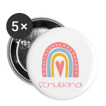 Schulkind - Buttons klein 25 mm (5er Pack) - Weiß - Vorne