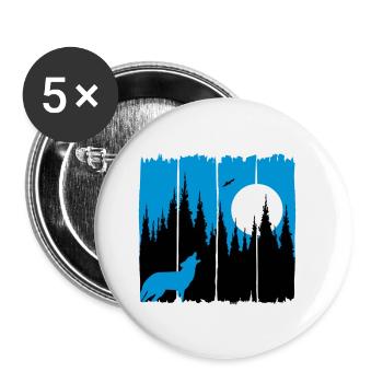 Wolf in front of the moon / sun forest dweller forest animal gift - Buttons small 1''/25 mm (5-pack) - white - Front