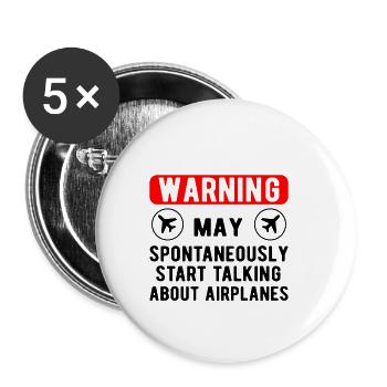 Aviation Airline Pilot Gift talk about airplanes - Buttons small 1''/25 mm (5-pack) - white - Front