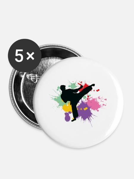 Karate - Buttons klein 25 mm (5er Pack) - Weiß